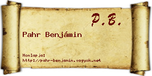 Pahr Benjámin névjegykártya